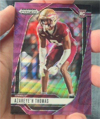 2025 Panini Prizm Draft Picks #7 Azareye'h Thomas Purple Wave Rookie Card — front