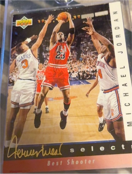 1992-93 Upper Deck Jerry West Selects #JW1 Michael Jordan Best Shooter — front