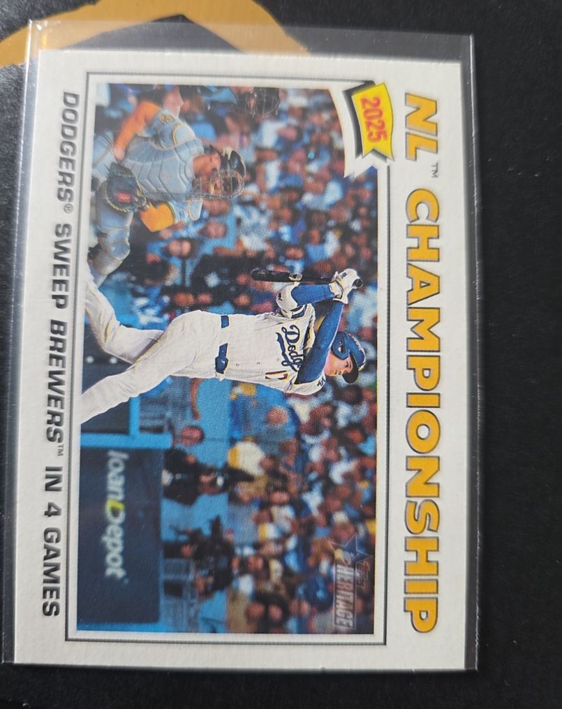 2026 Topps Heritage #277 NL Championship Dodgers Sweep Brewers — front
