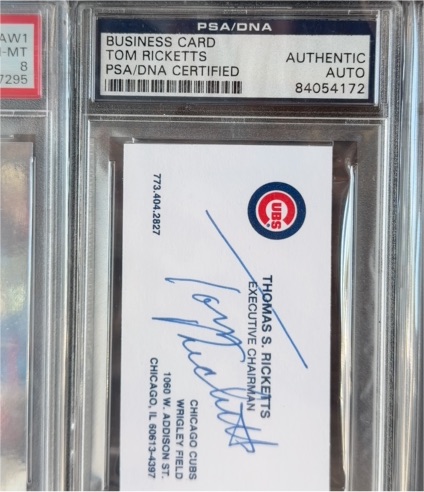 Tom Ricketts Signed Business Card PSA/DNA Certified — front