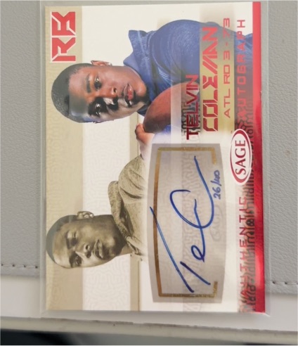 2015 SAGE #A11 Telvin Coleman Rookie Autograph — front