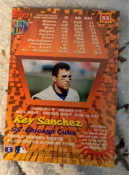 1995 Topps #53 Rey Sanchez — front