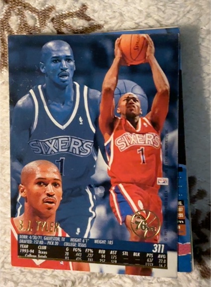 1995-96 Topps #123 B.J. Tyler Philadelphia 76ers — front