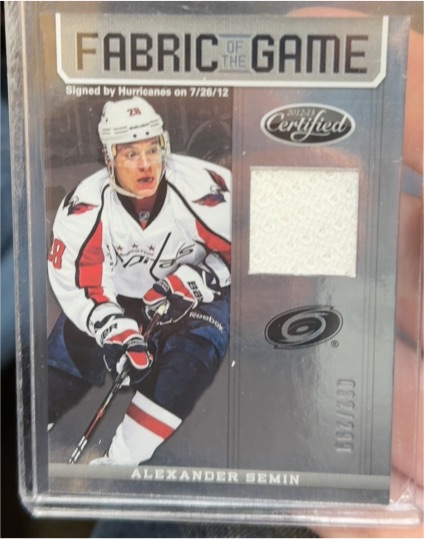 2012-13 Panini Certified Fabric of the Game #FOG-SEM Alexander Semin — front