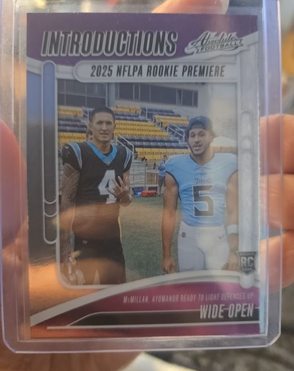 2025 Panini Absolute Introductions Wide Open #I-TMN Tetairoa McMillan & Elic Ayomanor — front