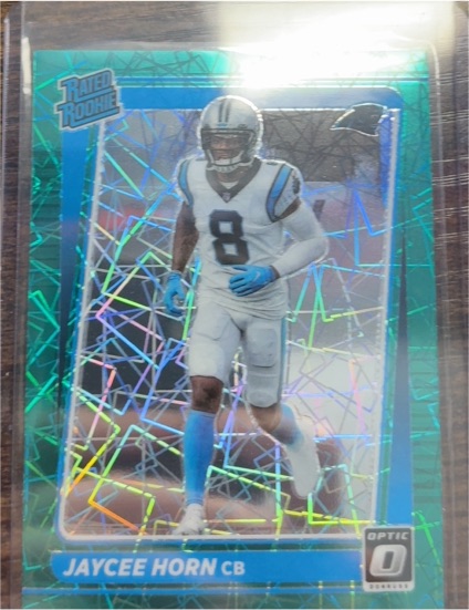 2021 Donruss Optic #243 Jaycee Horn Rated Rookie Green Velocity — front