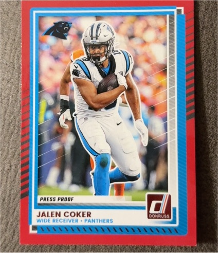 2025 Panini Donruss #13 Jalen Coker Press Proof Red — front