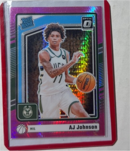 2024-25 Panini Donruss Optic #277 AJ Johnson Pink Hyper Prizm — front