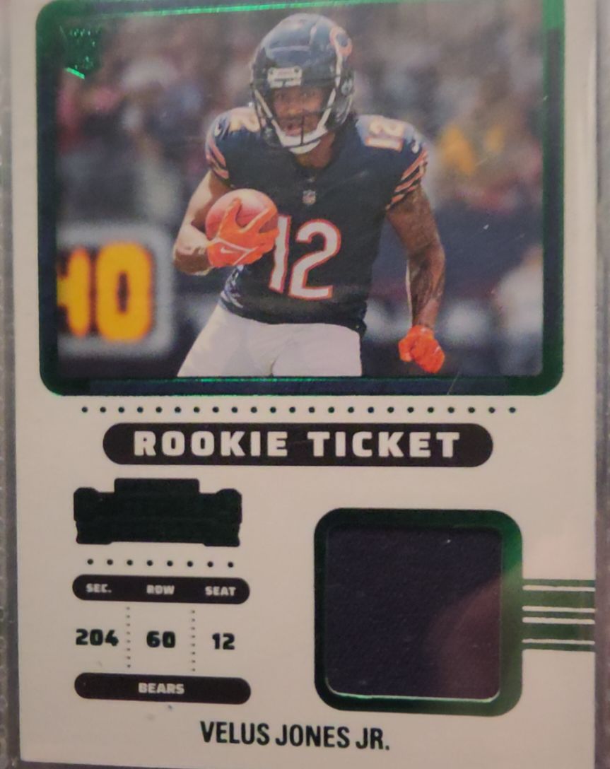 2022 Panini Contenders #RTS-VJO Velus Jones Jr. Rookie Ticket — front
