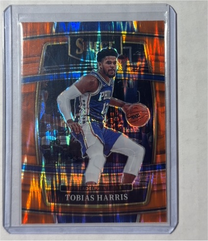 2021-22 Panini Select #16 Tobias Harris Orange Flash Prizm — front