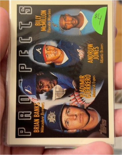 1996 Topps #435 Prospects Vladimir Guerrero Andruw Jones Brian Banks Billy McMillon — front