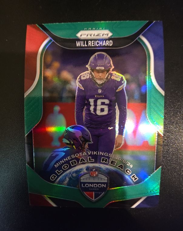 2025 Panini Prizm #4 Will Reichard Global Reach Green London Games — front
