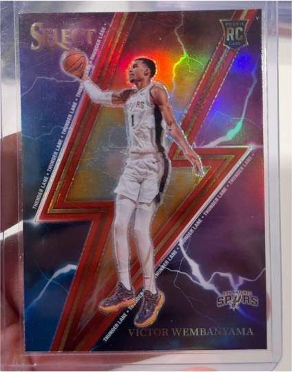 2023-24 Panini Select #5 Victor Wembanyama Thunder Lane Silver Prizm Rookie Card — front