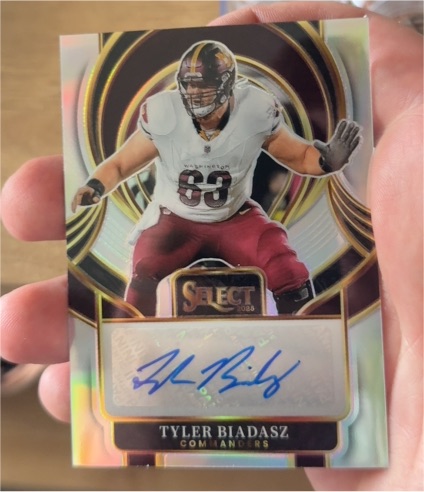 2025 Panini Select #SIP-TBZ Tyler Biadasz Silver Prizm Auto — front