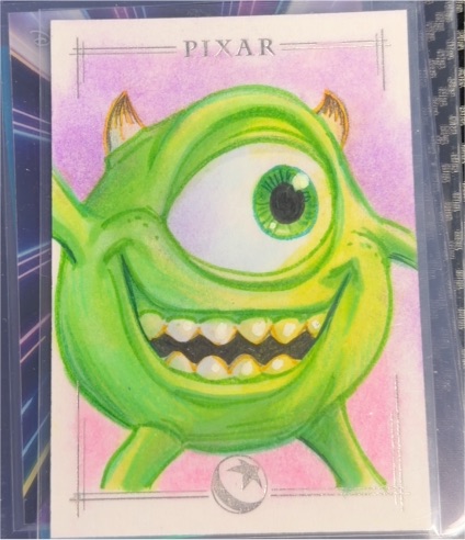 2026 Topps Disney Neon Sketch Card Mike Wazowski — front