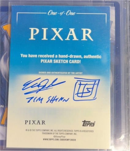 2025 Topps Pixar One-of-One Tim Shinn Sketch Card — front