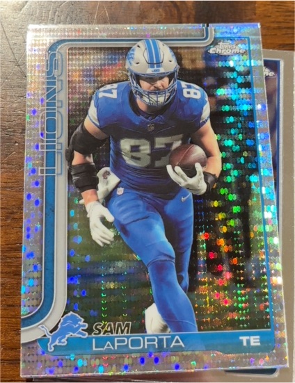 2025 Topps Chrome #100 Sam LaPorta Pulsar Refractor — front