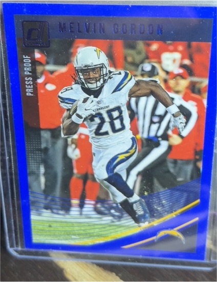 2018 Donruss #158 Melvin Gordon Press Proof Blue — front