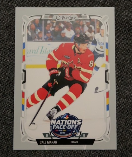 2025-26 O-Pee-Chee #528 Cale Makar Canada 4 Nations Face-Off — front
