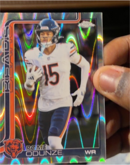 2025 Topps Chrome #49 Rome Odunze Raywave Refractor — front