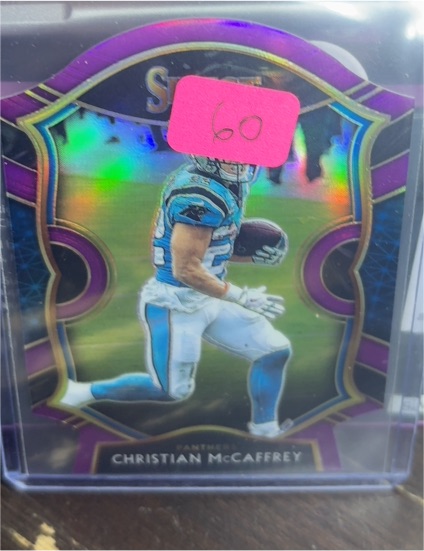 2020 Panini Select #7 Christian McCaffrey Purple Prizm Die Cut — front