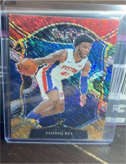 2020-21 Panini Select #79 Saddiq Bey Red White Orange Shimmer Prizm RC — front