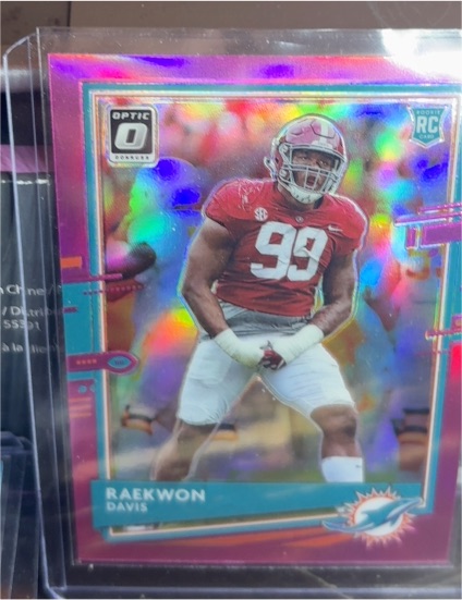 2020 Panini Donruss Optic #134 Raekwon Davis Pink Prizm Rookie Miami Dolphins — front