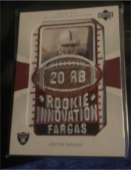 2003 Upper Deck Patch Collection #142 Justin Fargas Rookie Innovation Patch — front