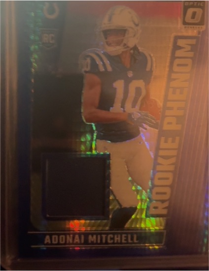 2024 Panini Donruss Optic Rookie Phenom Blue Hyper Adonai Mitchell #RPB-AML — front