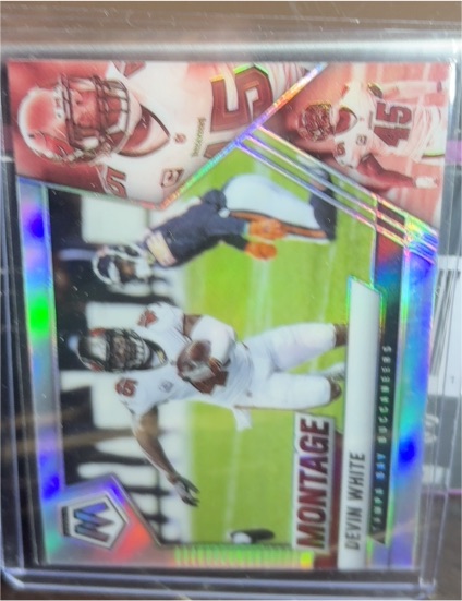 2021 Panini Mosaic #MON-10 Devin White Montage Silver Prizm — front