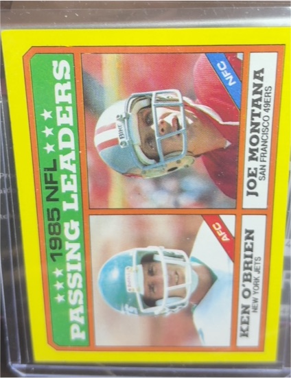 1986 Topps #225 NFL Passing Leaders Joe Montana Ken O'Brien — front
