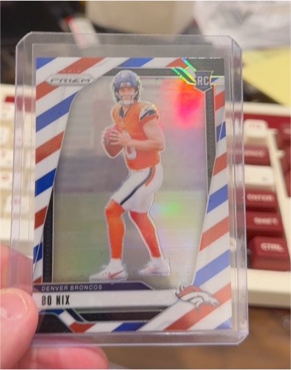 2024 Panini Prizm #309 Bo Nix RC Rookie Red White Blue Prizm Denver Broncos — front