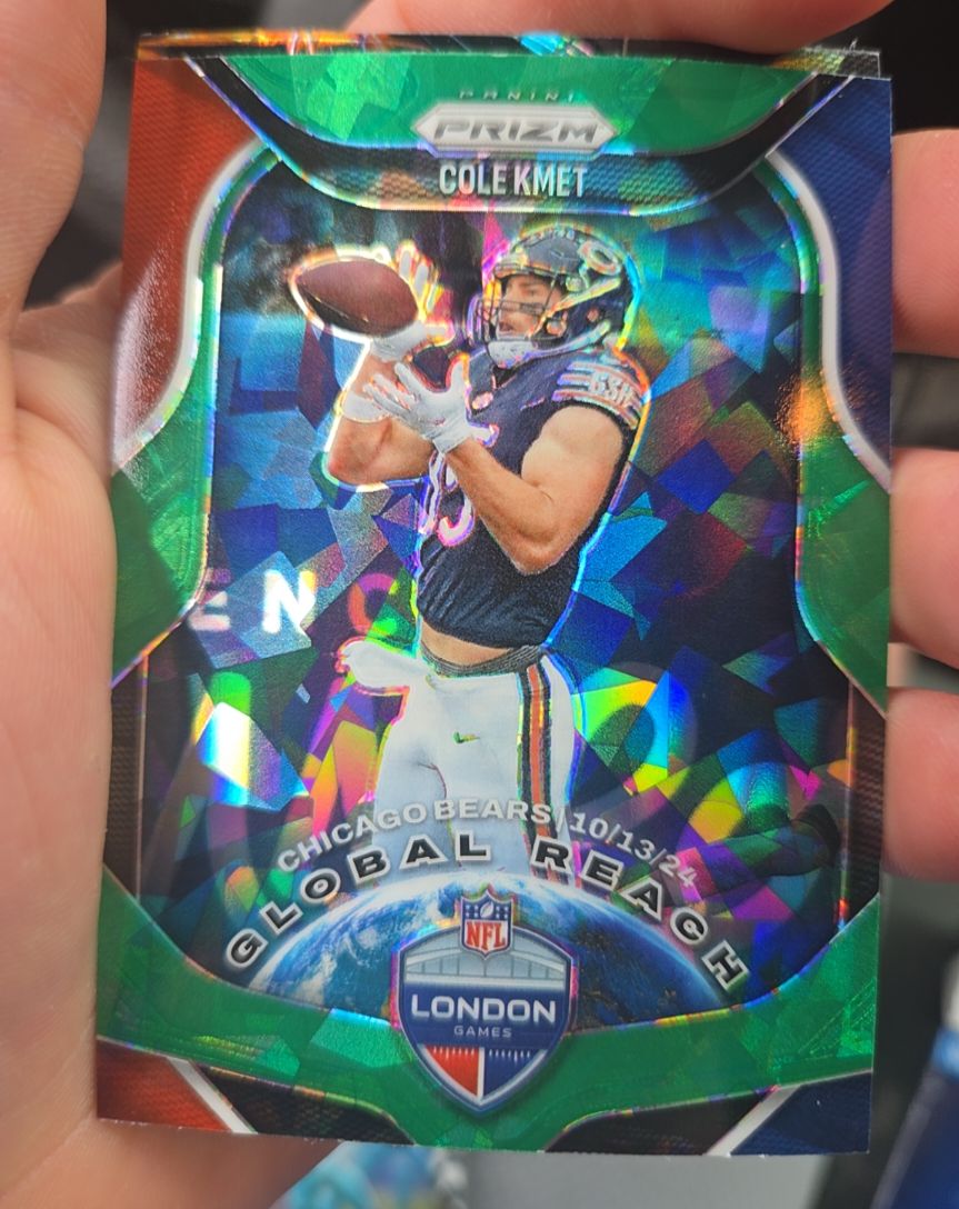 2025 Panini Prizm #6 Cole Kmet Global Reach Green Prizm — front