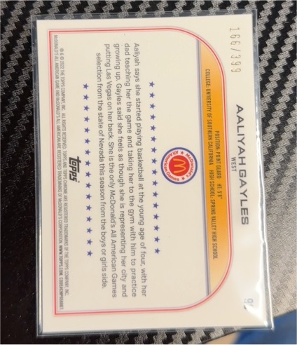 2022 Topps Chrome McDonald's All American #42 Aaliyah Gayles — front