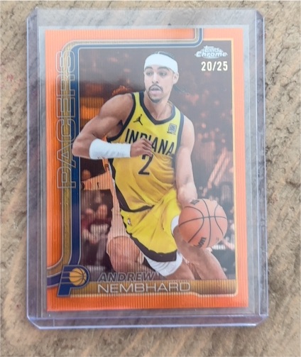 2025-26 Topps Chrome #97 Andrew Nembhard Orange Pulsar Refractor — front
