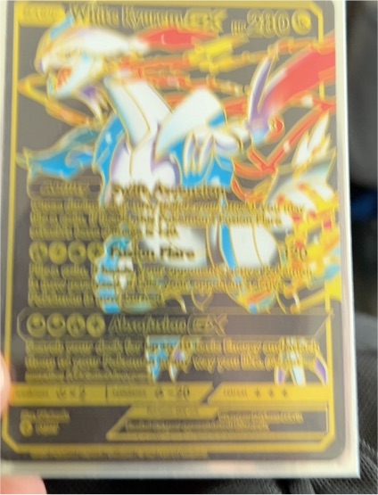 White Kyurem GX Gold Foil Fan Art Card — front