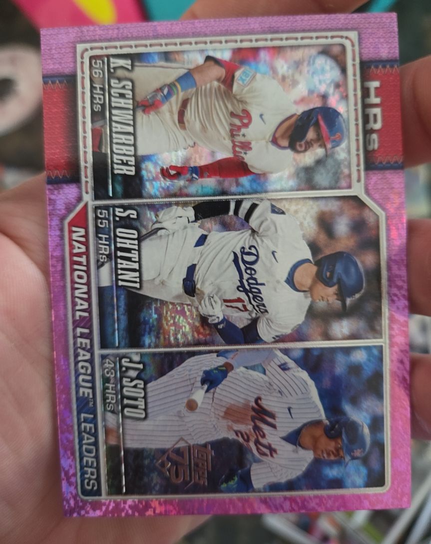 2026 Topps Series 1 #84 National League HR Leaders Kyle Schwarber Shohei Ohtani Juan Soto — front