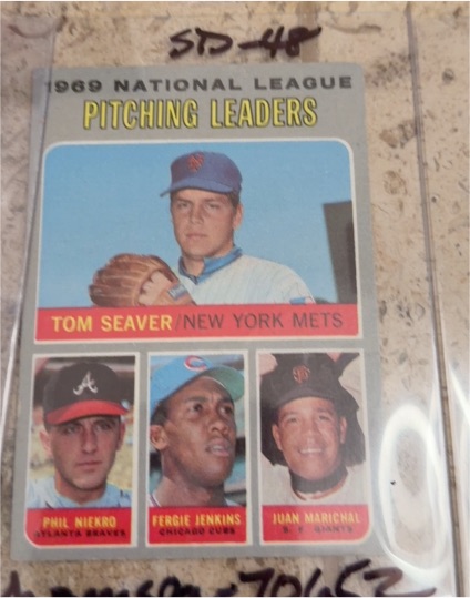 1970 Topps #69 1969 NL Pitching Leaders Tom Seaver / Phil Niekro / Fergie Jenkins / Juan Marichal — front