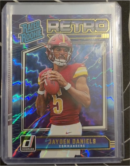 2024 Donruss #11 Jayden Daniels Rated Rookie Retro Blue Shock — front