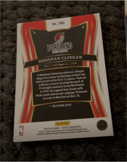 2024-25 Panini Select #390 Donovan Clingan — front
