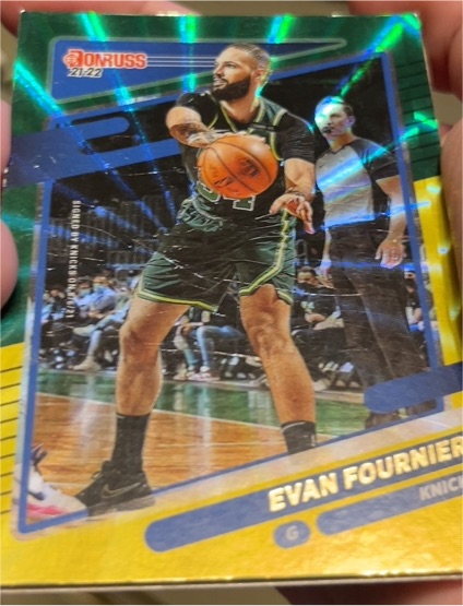 2021-22 Panini Donruss #30 Evan Fournier Green Yellow Laser — front