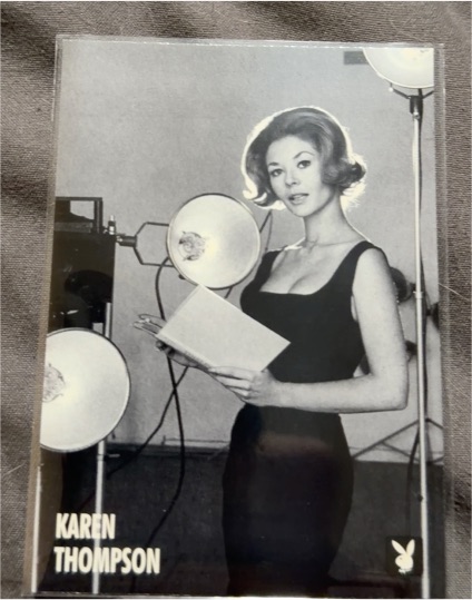 1996 Playboy Centerfold Collector Card August #23 Karen Thompson — front