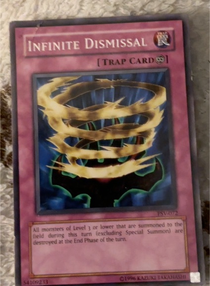 1996 Yu-Gi-Oh! Pharaoh's Servant #PSV-072 Infinite Dismissal — front