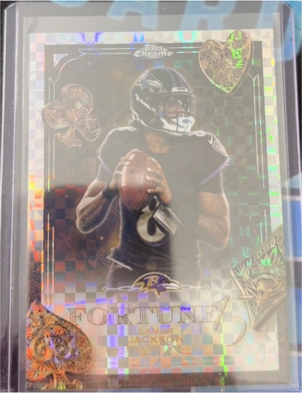 2025 Topps Chrome Fortune 15 #F15-1 Lamar Jackson — front
