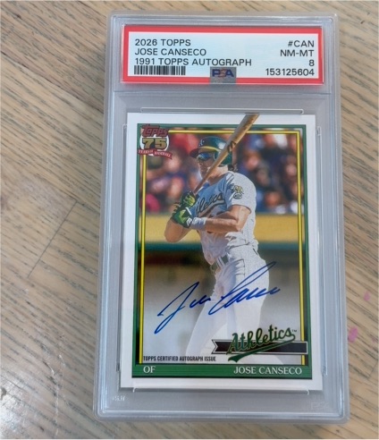 2026 Topps #CAN Jose Canseco 1991 Topps Autograph — front