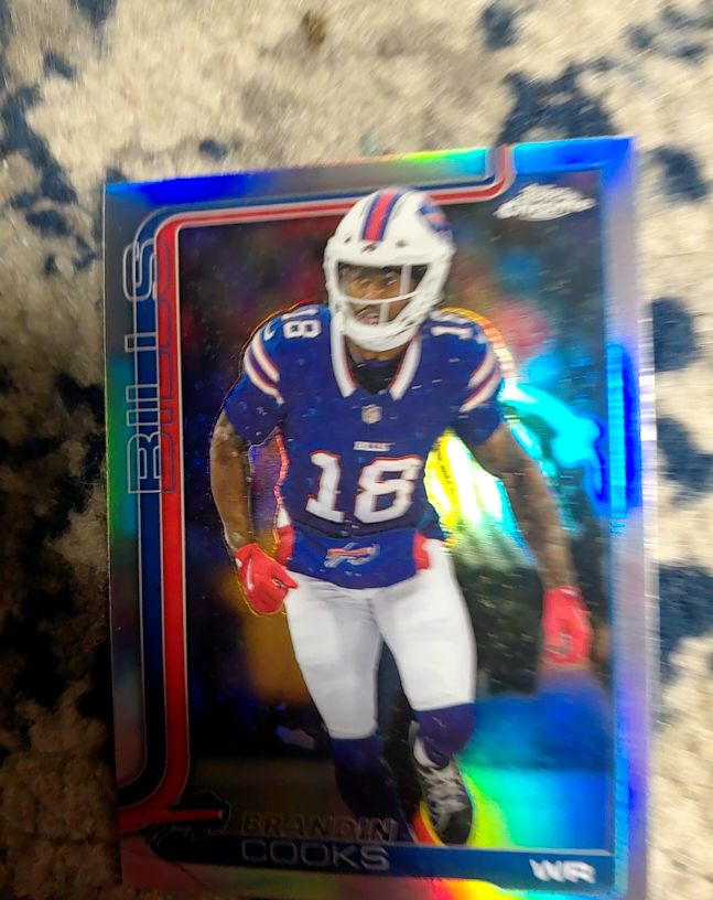 2025 Topps Chrome #217 Brandin Cooks Red White Blue Refractor Buffalo Bills — front