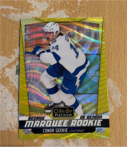 2024-25 O-Pee-Chee Platinum #285 Conor Geekie Marquee Rookie Neon Yellow Surge — front