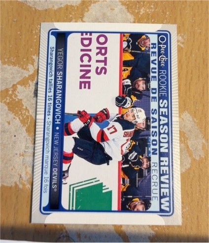 2021-22 O-Pee-Chee #550 Yegor Sharangovich Rookie Season Review — front