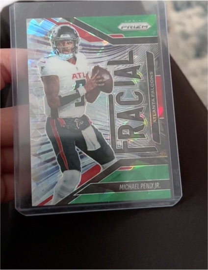 2025 Panini Prizm #10 Michael Penix Jr. Fractal Green Prizm Atlanta Falcons — front