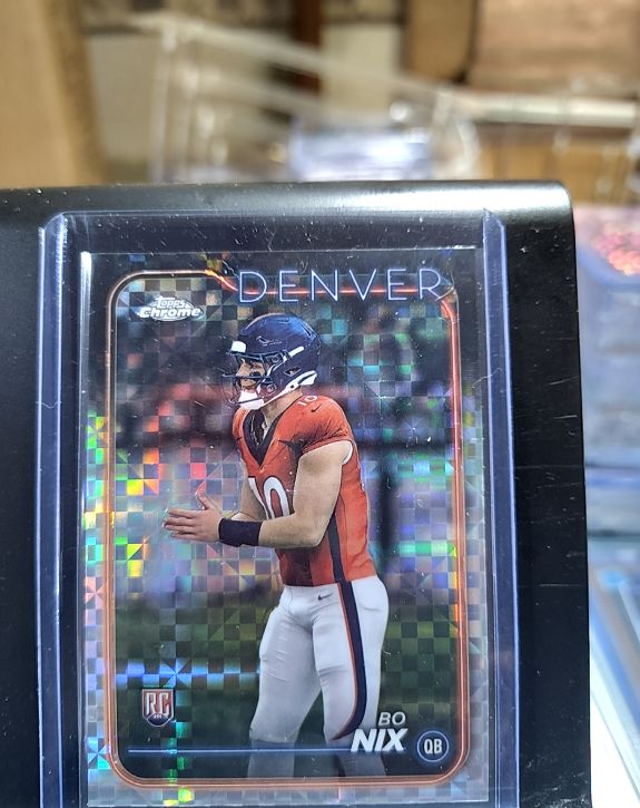 2024 Topps Chrome #206 Bo Nix X-Fractor Rookie Denver Broncos RC — front